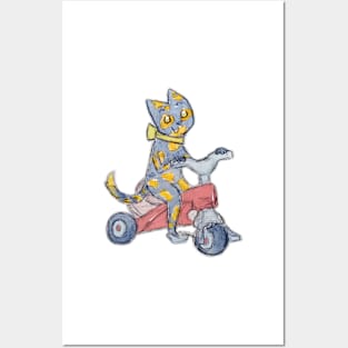 baby cat tricycle Posters and Art